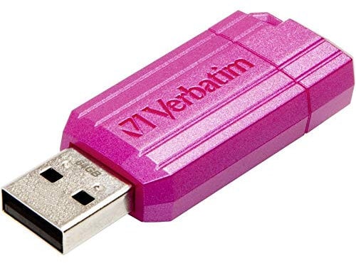 Verbatim PinStripe USB-Stick 64GB, USB 2.0, USB Speicherstick, für Laptop Notebook Ultrabook TV Autoradio, USB 2.0 Stick, Datenstick mit Schiebemechanismus, Hot Pink
