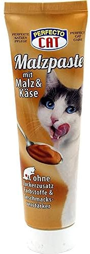 Perfecto Cat pasta di malto con formaggio | 100 g | Alimento complementare per gatti | Crema premio con malto, formaggio & effetto anti-palle di pelo | In tubo pratico