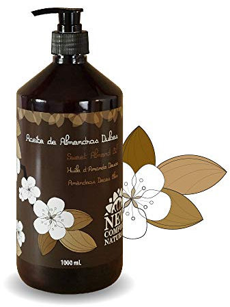 New Comfort Aceite de Almendras Dulces 100% Puro y Natural – Prensado en Frío con Vitamina E – Hidratante Corporal, Cabello y Uñas – 1L