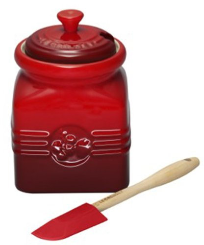 Le Creuset Pot à Confiture avec Spatule Silicone cerise
