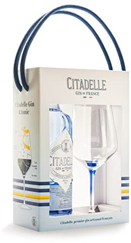 CITADELLE Gin - Coffret spiritueux avec verre - Distilled Gin - Origine : France/Poitou-Charentes - Notes Herbacées, Fleuries et d'Agrumes - 44% Alcool - 70 cl + 1 verre