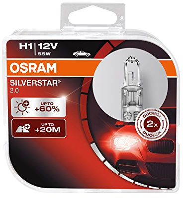 Osram Silverstar 2.0 H1, Halogen Scheinwerferlampe, 64150SV2-HCB, 12V, Duobox