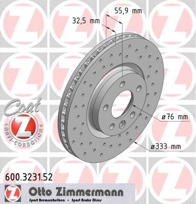 ZIMMERMANN 600.3231.52 vorne Bremse, perforiert, Sport Coat Z