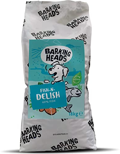 Barking Heads Complete Dry Dog Food 18kg - Adult All Hounder Tummy Loving Care Fish - Natural Grain Free Hypoallergenic for Sensitive Stomachs - Vet Approved