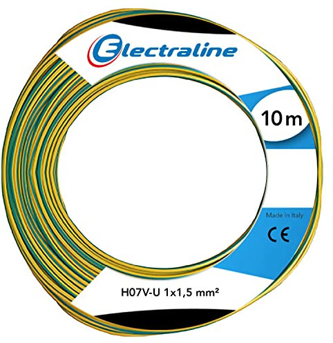 Electraline 60101015C Couronne de Câble H07 V-U 1X1,5 10M, Vert/Jaune