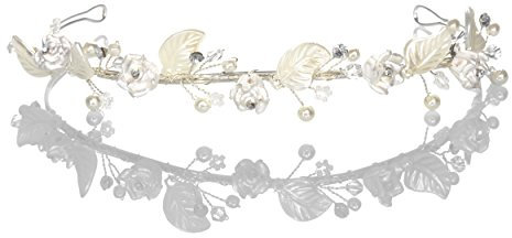 Shmily REINE HANDARBEIT Hochzeit Perle Strass Diadem Haarreif Haarschmuck Brautschmuck silber neu DH2004