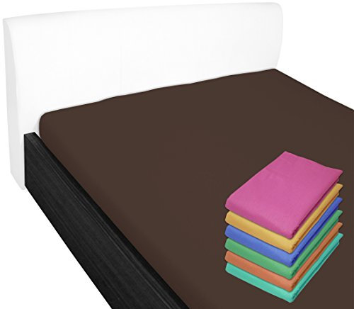 Nurtextil24 Bettlaken 100% Baumwolle 28 Farben und 4 Größen ohne Gummizug Braun 100 x 170 cm