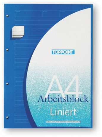 Arbeitsblock / Schreibblock / liniert / DIN A4 / gelocht