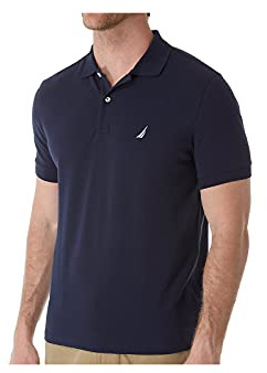 Nautica Men's Short Sleeve Solid Cotton Pique Polo Shirt
