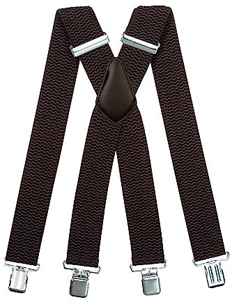 Olata Extra Breite Hosenträger für Herren – 5 cm breit, Robust und Verstellbar mit Stabilen Clips, Ideal für Arbeit und Elegante Outfits. Dunkelgrau (Silber Clips)
