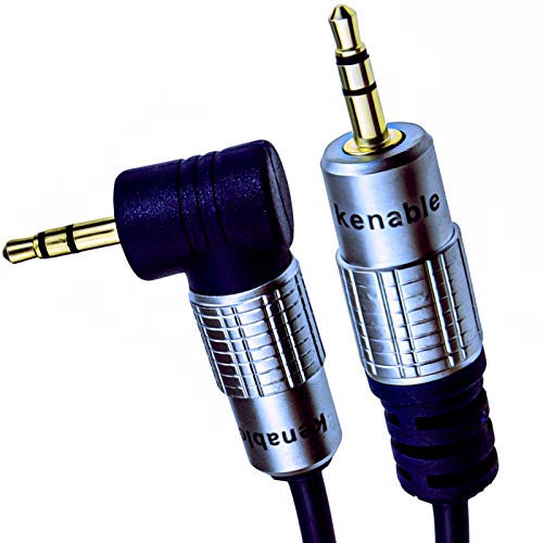 kenable PURE Right Angle 3.5mm Stereo Jack to Jack Cable Gold 5m [5 metres]