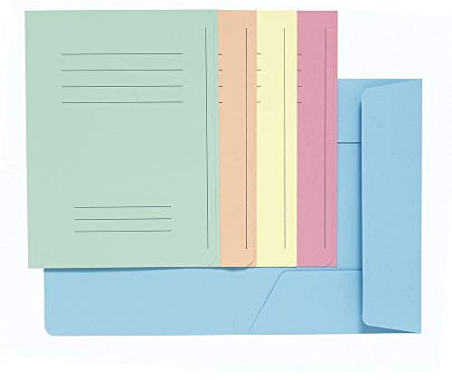 Exacompta 235000E 50er Pack Einschlagmappen SUPER. Aus Manila-Karton mit 3 Innenklappen für DIN A4 Pastellfarben farbig sortiert Juris-Mappe Sammelmappe Dokumentenmappe Aufbewahrungsmappe