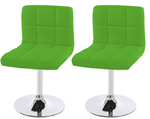 Mendler 2er-Set Esszimmerstuhl Drehstuhl Stuhl Kavala Kunstleder Chrom - grün