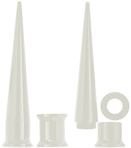 Modern Nature Piercingschmuck Acryl Ohrpiercing 2 in 1 Set, 1 x Flesh Tunnel, 1 x Dehner, weiß, Durchmesser 12 mm