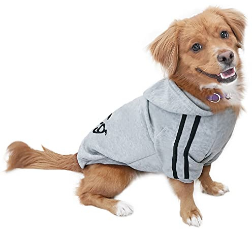 Eastlion Sweat à Capuche Chaud Coton Sweatshirt pour Chiens Pet Pull Vêtements Veste pour Chien Manteau Jumpsuit Costume,Gris XS