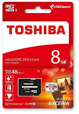 Toshiba EXCERIA M301-EA Micro SDHC 8GB UHS-I Klasse 10 Speicherkarte (bis zu 48MB/s lesen)