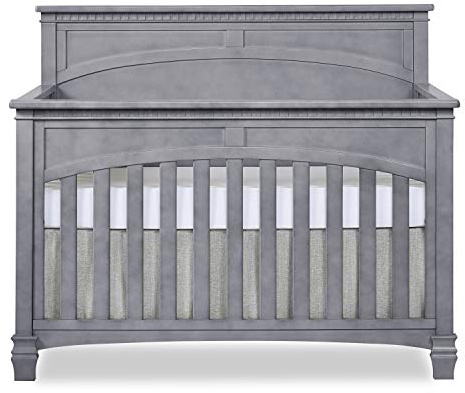 Evolur Santa Fe 5-in-1 Convertible Crib in Storm Grey, Greenguard Gold Certified, Features 3 Mattress Heights, Wooden Nursery and Bedroom Furniture, Baby Crib