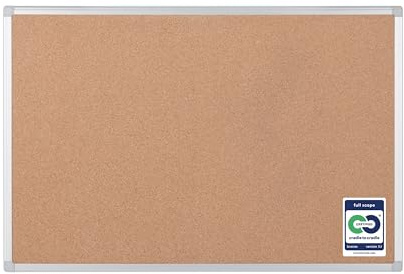 Bi-Office Earth - Umweltfreundliche Pinnwand, Korktafel mit Aluminiumrahmen, Hochwertige Naturkorkoberfläche - 60 x 45 cm