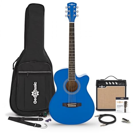 Pack Guitare Électro-Acoustique à Pan Coupé + Ampli 15 W, Bleu