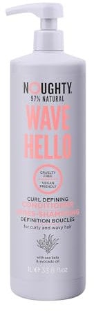 Noughty 97% Natural Wave Hello Curl Defining Conditioner, um Locken zu pflegen, weich zu machen und zu definieren, mit Seetang-Extrakt und Avocadoöl, sulfatfrei, vegane Haarpflege, 1 l