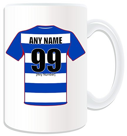 Personalised Gift - LARGE Reading Mug (Football Design Theme, White) - Any Name/Message on Your Unique Mug - The Royals Club