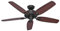Hunter FAN Builder Elite, 132 cm, Ventilateur de Plafond Intérieur avec Chaînette, Finition New Bronze, 5 Lames Réversibles en Cerisier Brésilien et Noyer Jaune, pour Été et Hiver, Modèle 50567