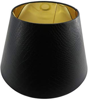 Designer Lampenschirm Kaiman Optik Leder Imitat konische Form (SCHWARZ 20 * 30 * 18cm)