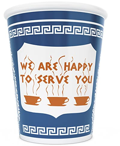 ExceptionLab 10 oz Ceramic New York City Greek Coffee Cup We are Happy to Serve You