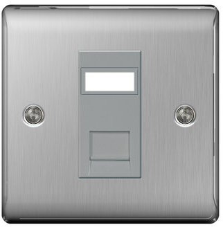 BG Electrical NBSRJ451 Nexus Metal Brushed Steel Single RJ45 Data Socket