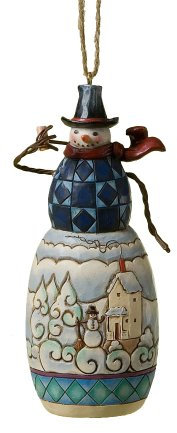 Enesco 4023469 Aufhänger Schneemann mit Pfeife, Harz, 12,5 cm