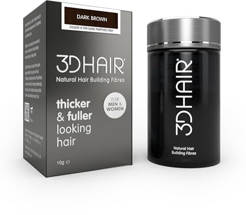 3D Hair Fibres | Hair Powder for Thinning Hair 10g Bottle | Makes Thin Hair Look Thicker in Seconds | Hair Loss Concealer For Women & Men (Dark Brown)