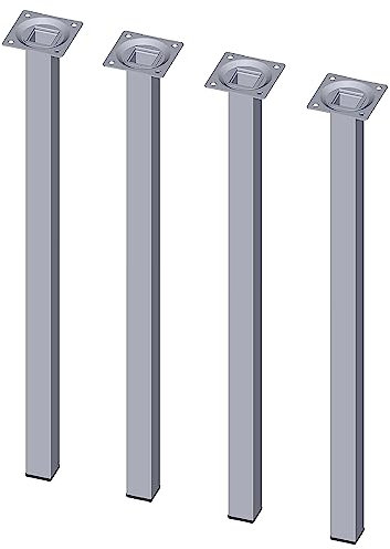 DIY Element System Möbelfuß eckig – Vierkant-Metallfuß, ideal als Tischbein für die Gestaltung individueller Möbelstücke – 25 x 25 mm, Länge 500 mm, Chrom