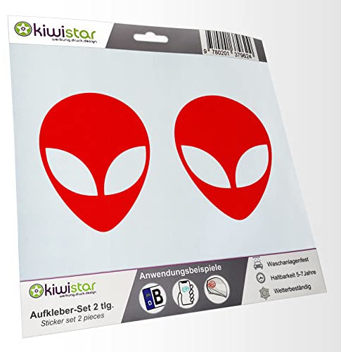 hauptsachebeklebt - 2X Kennzeichenaufkleber - Alien - Außerirdischer - Autoaufkleber - Evolution Charles Darwin Aufkleber für Auto, Laptop, Fahrrad, LKW, Motorrad Mehrfarbig JDM Decal Racing
