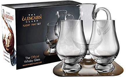 GLENCAIRN STÖLZLE LAUSITZ The Glass Tasting-Set I 3x Whiskeygläser 190 ml & 1x Wasserkrug 285 ml I Bleifreies Kristallglas I Hochwertige Whiskey Gläser I spülmaschinentauglich & bruchsicher