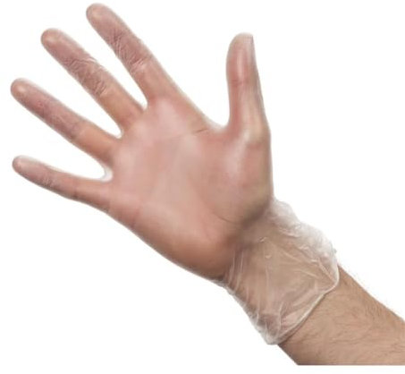 Unigloves Unicare Clear Vinyl GS0074 Examination - Multipurpose, Lightly Powdered, Latex Free Disposable Gloves, Box of 100 Gloves, Clear, Large