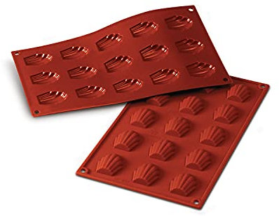 silikomart | SF031 Moule en silicone pour Monoportions MADELEINE, antiadhésif, 15 Monoportions, Lot de 1 Moule à gâteau, 44 x 34 mm, h 10 mm, Made in Italy