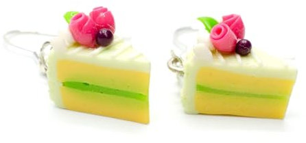 Miniblings Tortenstück Ohrringe Kuchen Torte Kuchenstück Minze Limette grün - Handmade Modeschmuck I Ohrhänger Ohrschmuck versilbert