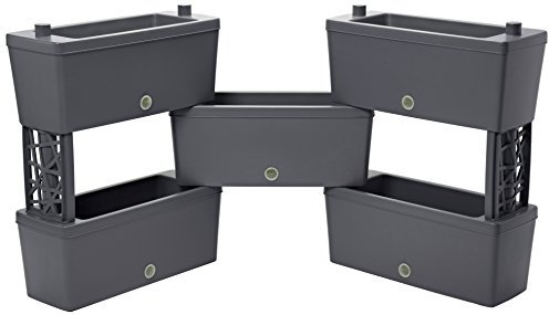 Bama 32020 Brick Kit 5 Fioriere Modulari, Grigio, 59x23x27 cm