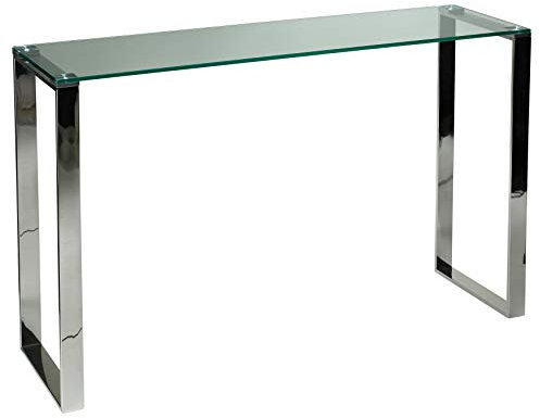 Cortesi Home Remi Moderner Glas-Konsolentisch mit Chrom-Finish