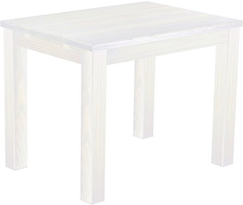 Esstisch Rio Classico 100x73 cm Pinie Weiß Holz Pinie Massivholz Esszimmertisch Echtholz ausziehbar vorgerichtet für Ansteckplatten Brasilmöbel