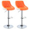 WOLTU Barhocker 2er Set, Hocker mit Lehne, höhenverstellbar drehbar, gepolsterter Kunstledersitz, rutschfestes Metallfuß, für Küche Hausbar, Orange