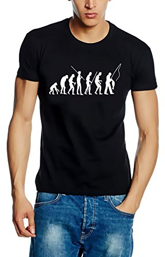 Coole-Fun-T-Shirts T-Shirt Angeln - Fischen evolution - Angler, schwarz, XL, 10628_SCHWARZ_GR.XL