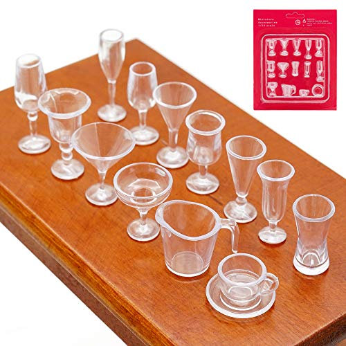 Odoria 1/12 Miniatur Cocktail Gläser 14 Stück Puppenhaus Zubehör