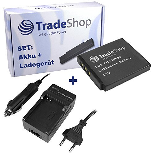 ANGEBOT IM SET: Hochleistungs Kamera Li-Ion Akku + Akku Ladegerät mit KFZ Adapter für Fujifilm FinePix F750-EXR F770-EXR F850-EXR F900-EXR X20 XF1 XP200, Pentax Q Q7 Q10 Q-S1 Optio VS20, Medion Life P44034 (MD86934)