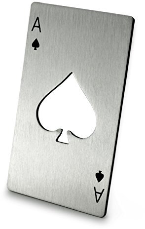 Flaschen-Öffner aus Edelstahl im Poker-Karten Design, Kapsel-Heber 'Ace of Spades', Farbe Silber