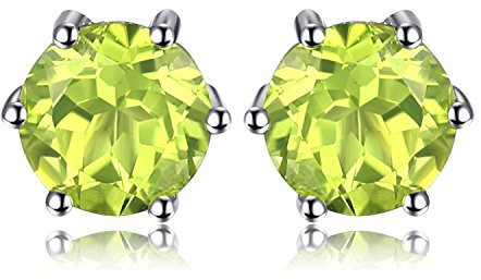 JewelryPalace Rundschliff 1.1ct Echt Peridot Ohrstecker Silber 925 Damen, Naturstein Schmuck Set Grün, Ohrringe Silber Edelstein Mädchen, Ohrstecker Silber Klein mit Stein Frauen Geschenk