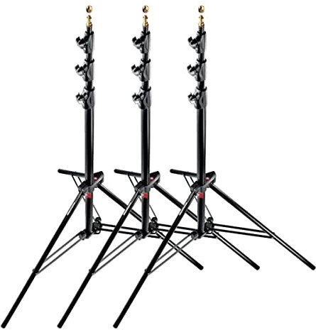 Manfrotto 1004BAC-3 - Soporte de equipos de iluminación fotográfica, pack de 3, negro