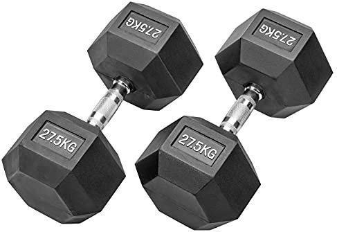 Bad Company I Kurzhanteln gummiert für Aerobic, Gymnastik und Fitness 55 Kg (2x27,5)