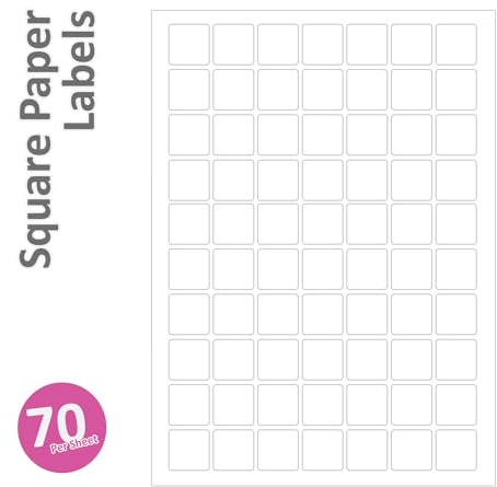 Label Planet® 70 Per Page/Sheet, 5 Sheets (350 Sticky Tiny Square Labels), White Blank Matt Self-Adhesive Plain A4 Stickers, for Laser/Copier or Inkjet Printer, UK LP70/25/SQ, 25 x 25 MM