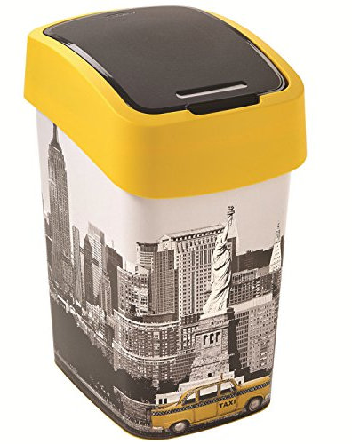 Curver 2045259 Flip Bin Poubelle Décoration New York Plastique Multicolore 25 L